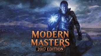 Modern Masters 2017 Key Art featuring a mage covered in a blue aura holding a ball of blueish white lightning