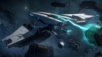 A tractor beam in action in Star Citizen