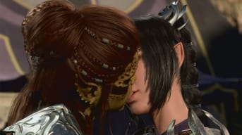 Shadowheart and Lae'zel kissing one another in Baldur's Gate 3 Patch 6