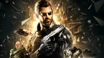 Artwork for Deus Ex: Mankind Divided, showing Adam Jensen against a yellow and black backdrop