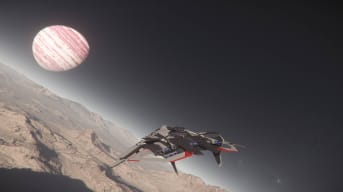 Star Citizen F8C Lightning on Daymar with Crusader in the Distance