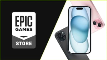Epic Games Store Logo and iPhones