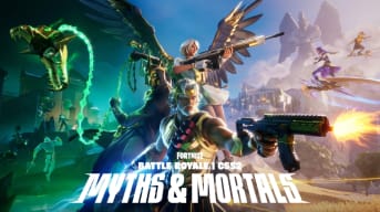 Artwork for Fortnite Chapter 5 Season 2, otherwise known as Myths & Mortals, depicting Greek gods and more