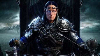 Celebrimbor seated atop a throne in Middle-earth: Shadow of Mordor art