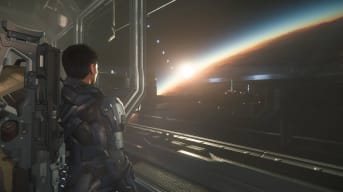 Looking out of the Window at Seraphim Station in Star Citizen