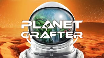 Artwork for The Planet Crafter showing an astronaut with the game's text logo in the foreground