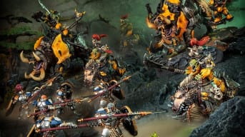 A screenshot of miniatures from a game of Warhammer Age of Sigmar