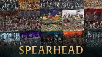 Warhammer Age of Sigmar Spearhead header that shows several of the various units that can compete in this mode