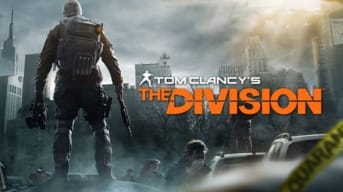 ARtwork depiciting the ruins of a bombed city with a soldier in the foreground with his back to the audience. To the right of the figure the words "Tom Clancy's The Division" are written. 