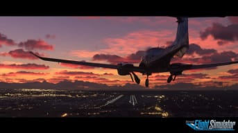 Microsoft Flight Simulator Sunset Screenshot with logo