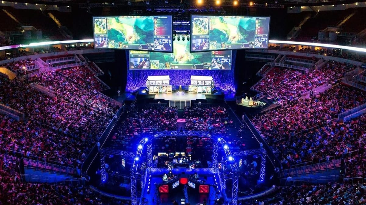 The stadium at the Dota 2 International can be seen