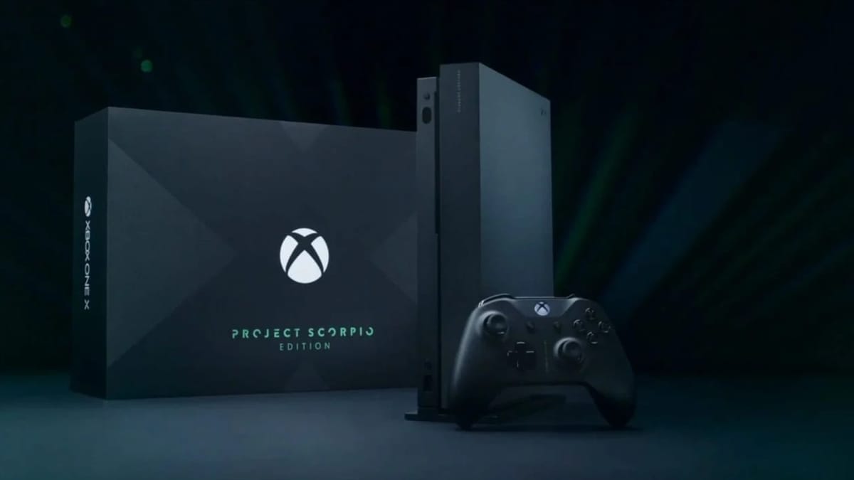 The Xbox One X Project Scorpio Edition can be seen