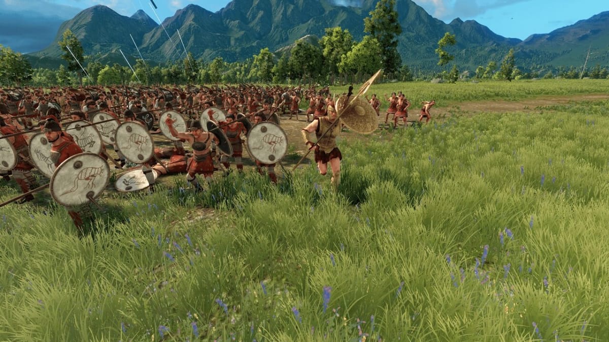 The hero Achilles charges into battle in A Total War Saga: Troy