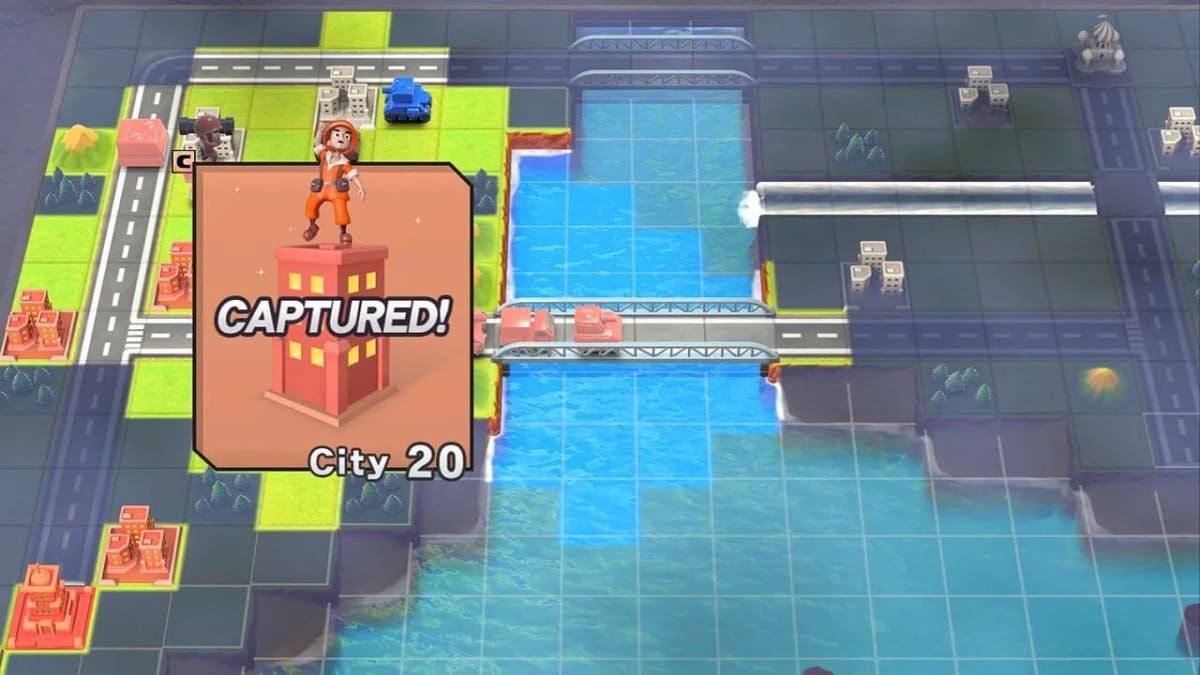 A city being captured in Advance Wars 1+2: Re-Boot Camp