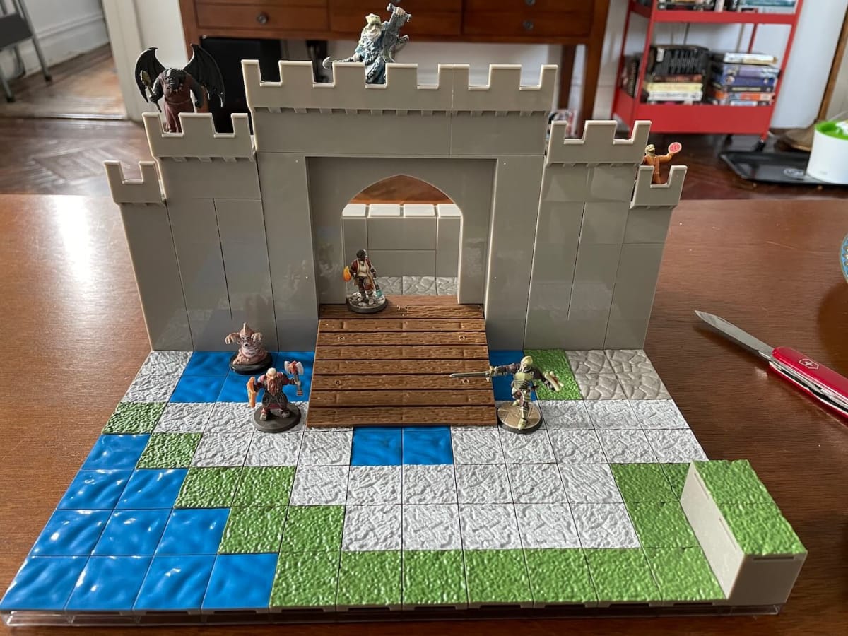 A castle built using the Core Set and the Castle Expansion for Monster Adventure Terrain