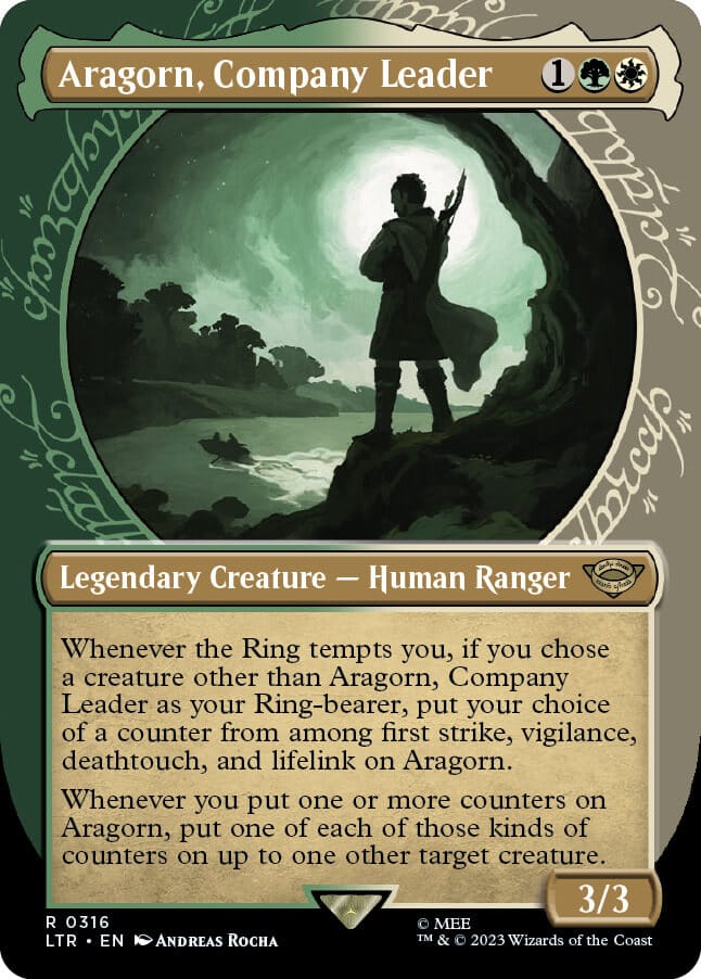 MTG Tales of Middle-earth featuring the Aragorn, Company Leader card