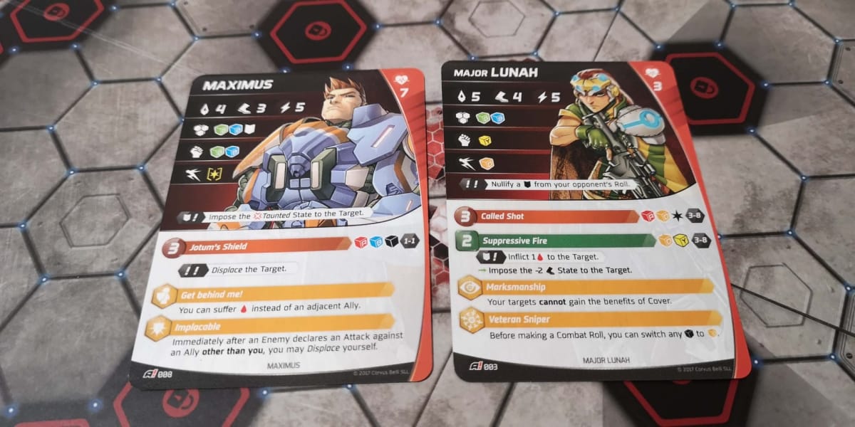 Aristeia Maximus and Major Lunah Character Cards.