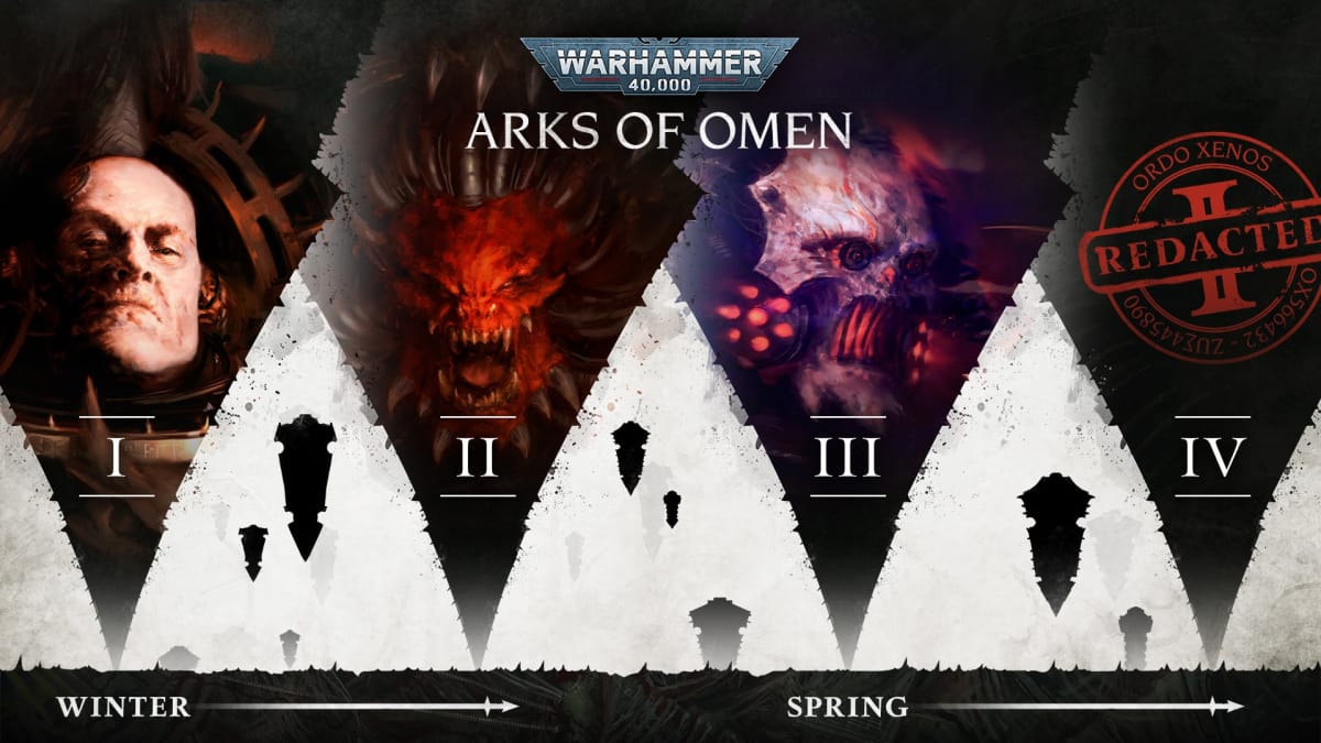 The first 4 revealed Warhammer 40K Arks of Omen books.
