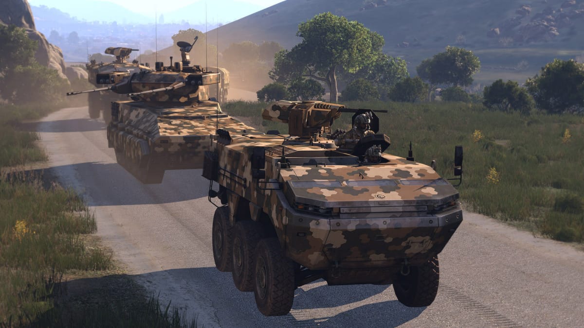 A convoy of tanks in Arma 3