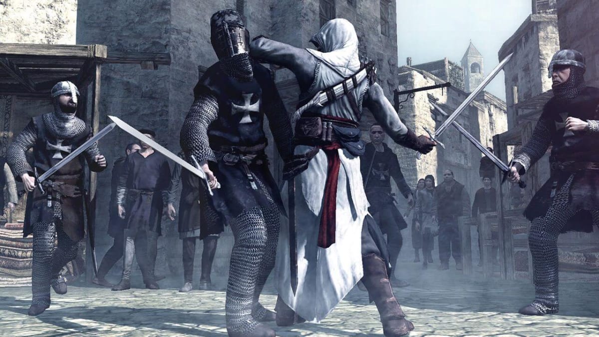Altair fighting with a guard
