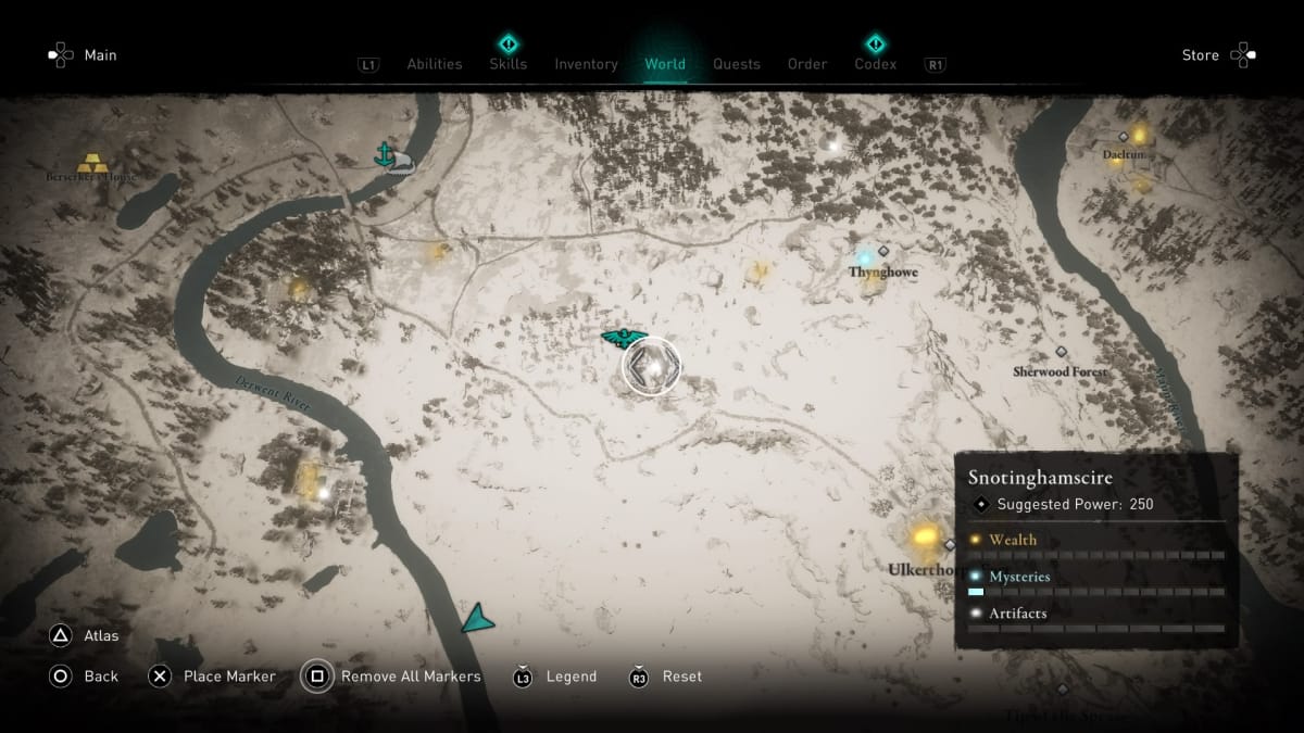 Ledecestrescire Hoard Map location: Assassin's Creed Valhalla