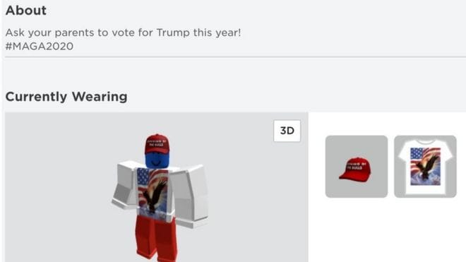 A hacked avatar in Roblox
