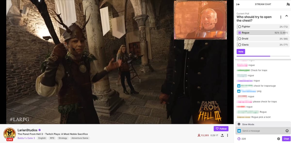 Baldur's Gate 3 Update 5 Details Panel From Hell 3 Twitch chat LARPing