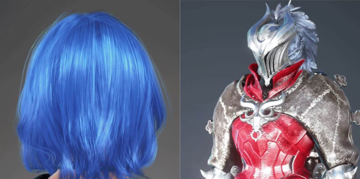 Players dying their hair and equipment in Black Desert