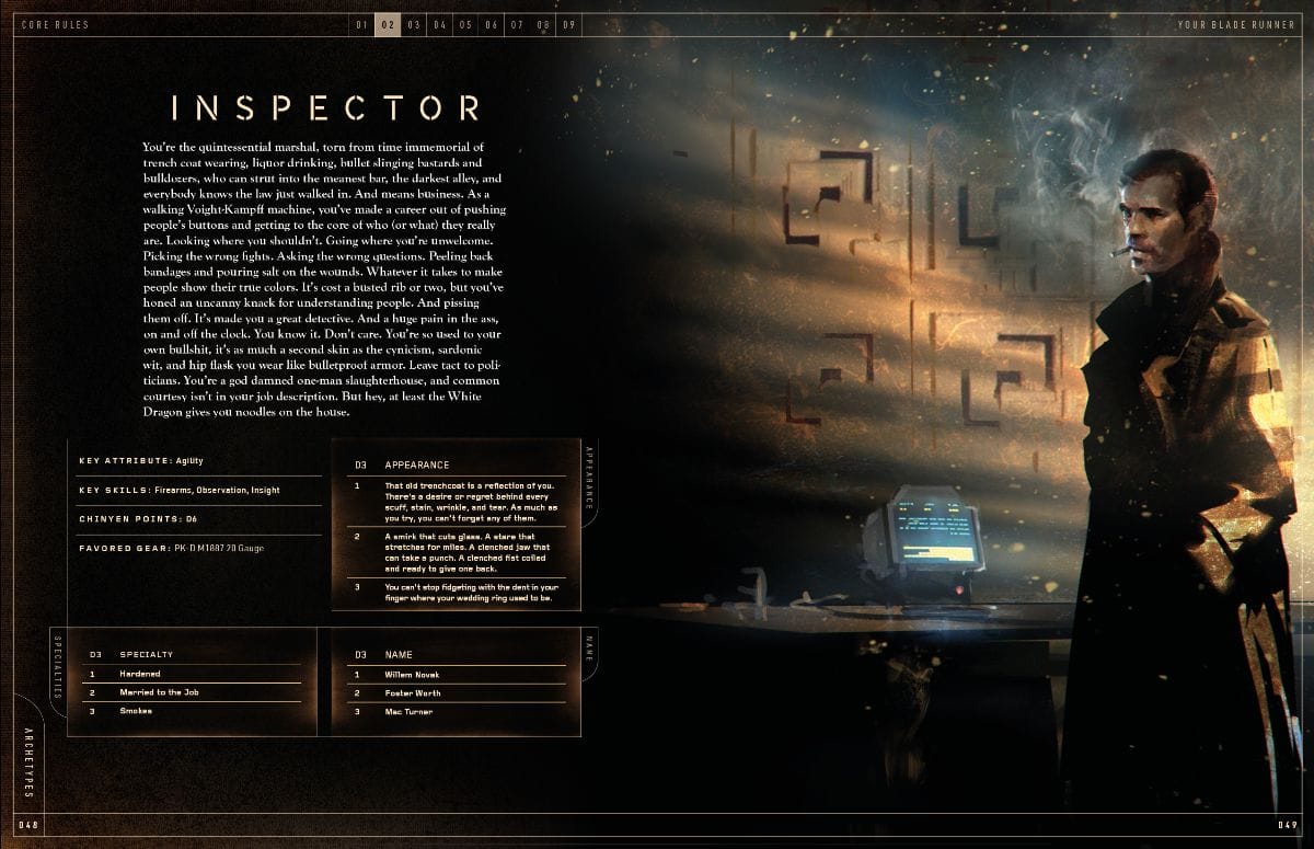 A preview image of the Inspector class from Blade Runner The RPG
