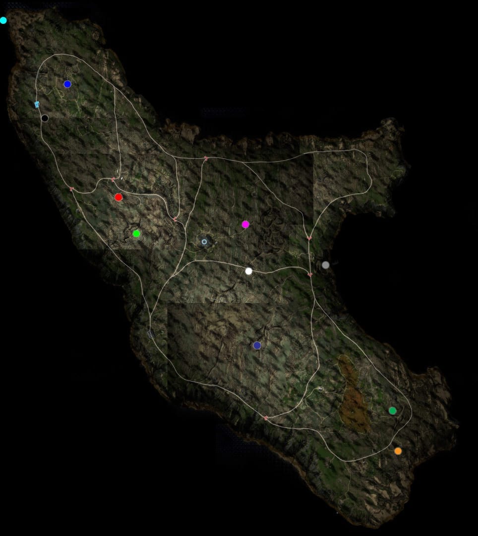 Map showing the locations of the hidden Choo-Choo Charles paint cans.