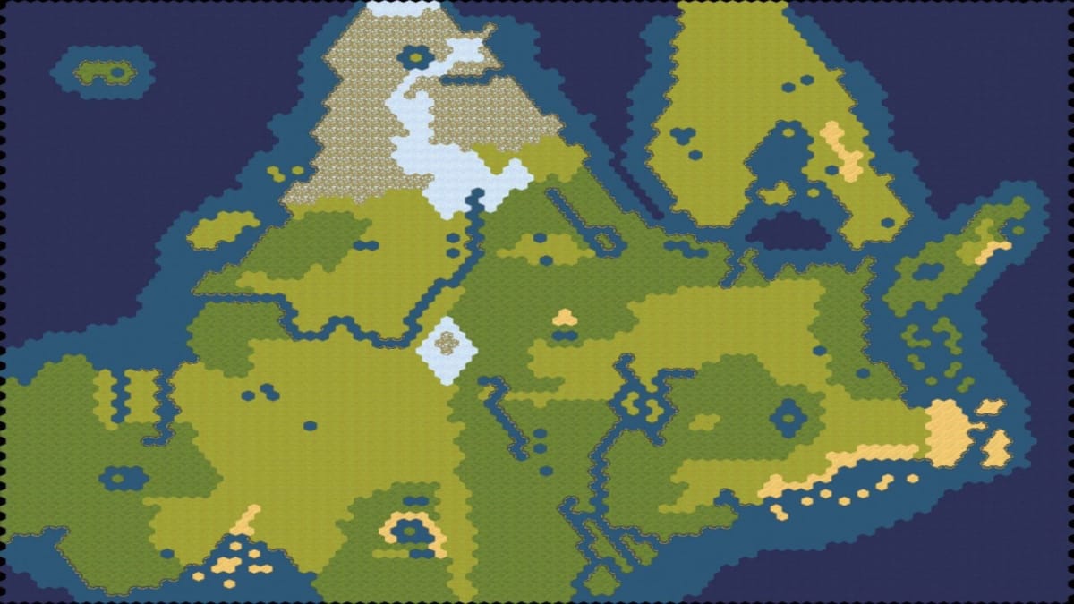 Sinnoh recreated with Civilization VI's map maker.