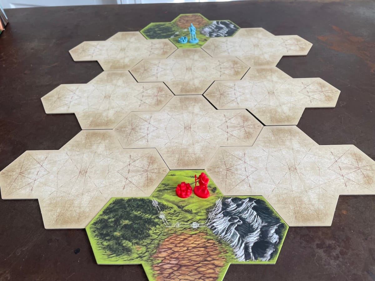 The opening board setup for a two-player game of Clash of Cultures: Monumental Edition