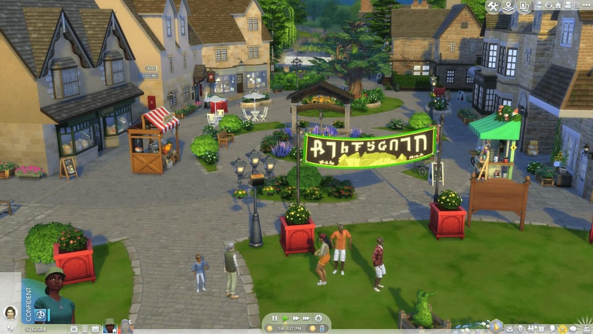 Screenshot showing the village