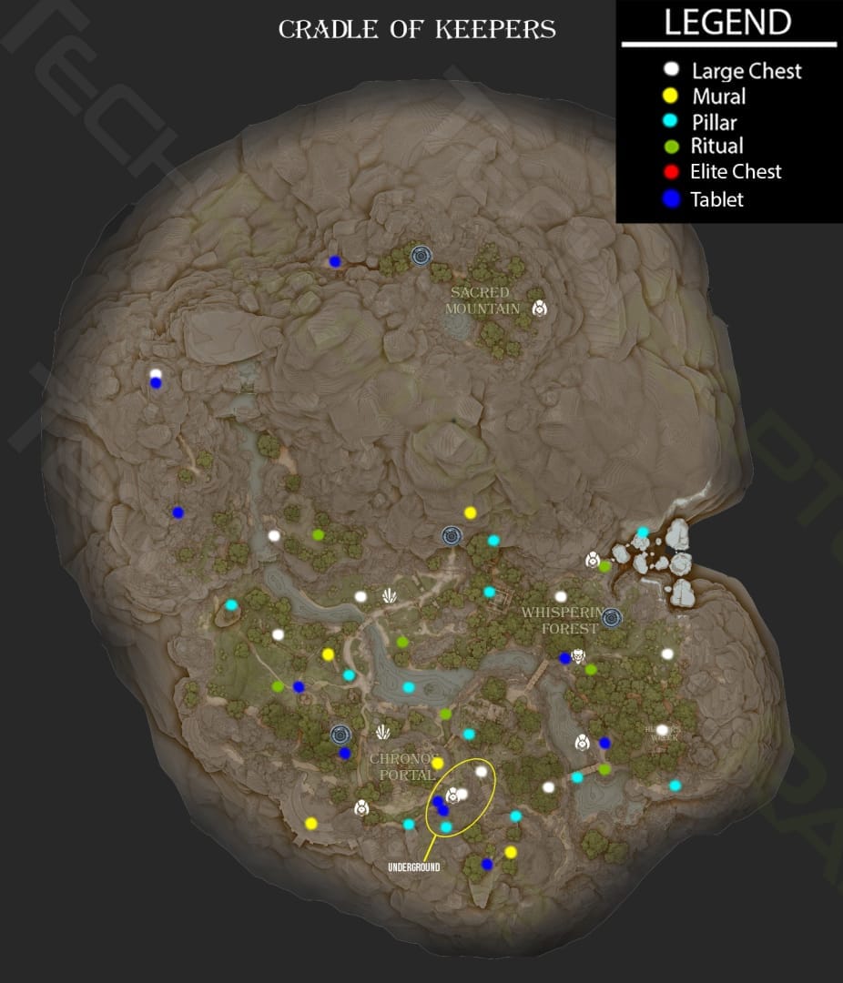 Map of Cradle of Keepers With All Points of Interest Marked