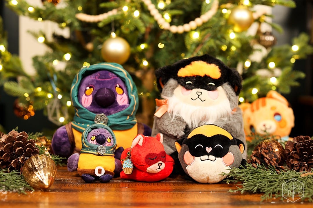 A collection of plushes from the Critical Role Critmas Sale