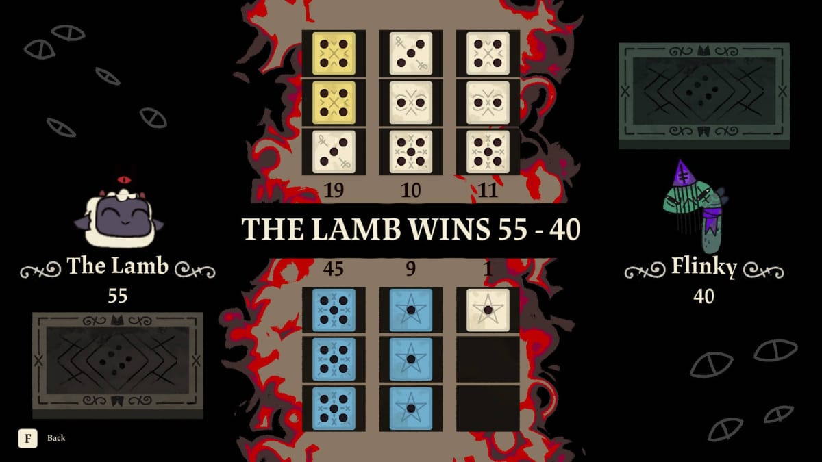 Cult of the Lamb Knucklebones Guide - The Lamb Wins with Incomplete Board