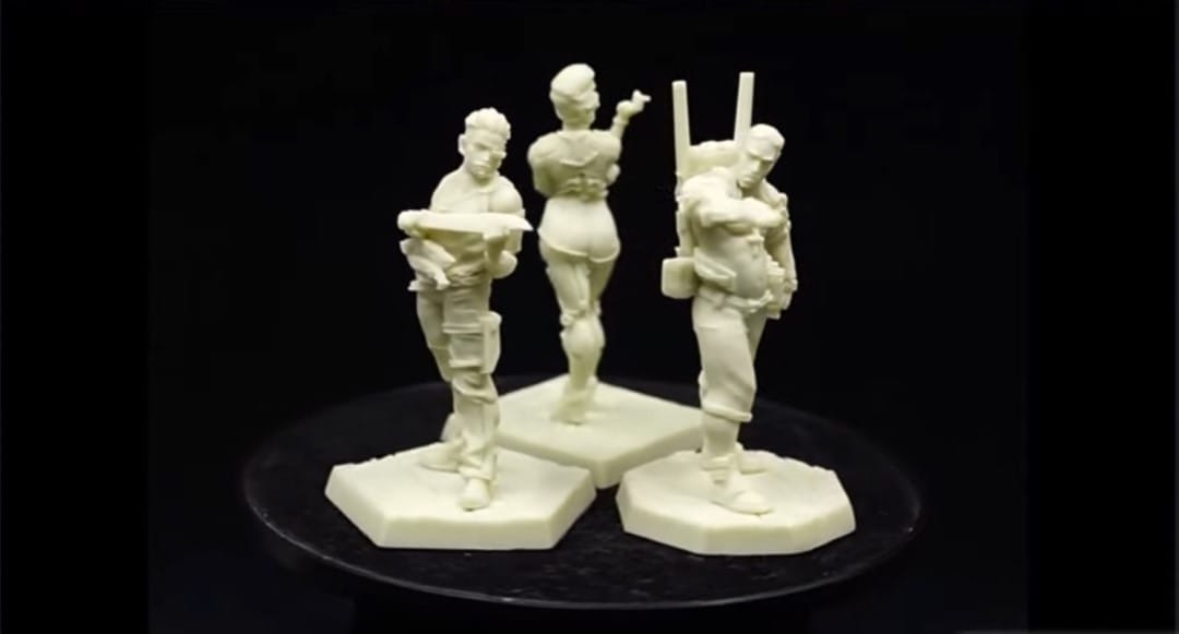 An image of three resin figures of the Valentino gang from Cyberpunk 2077 Gangs of Night City