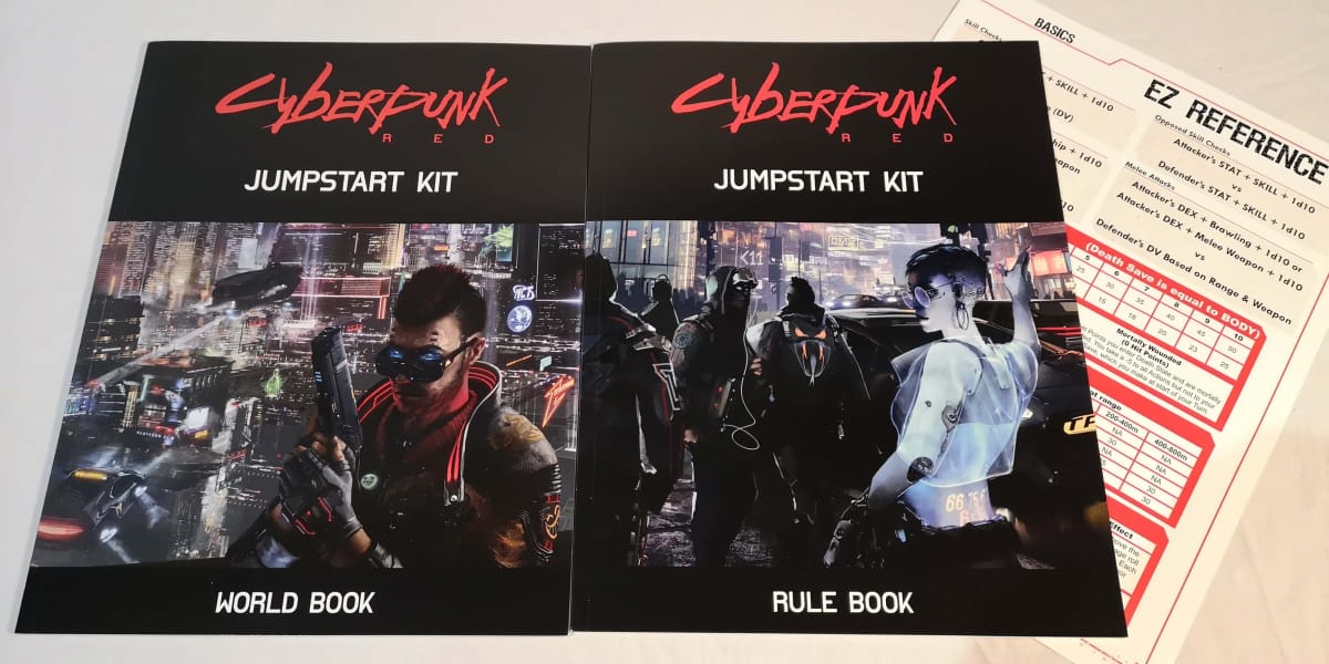 Cyberpunk Red Jumpstart Kit Books.