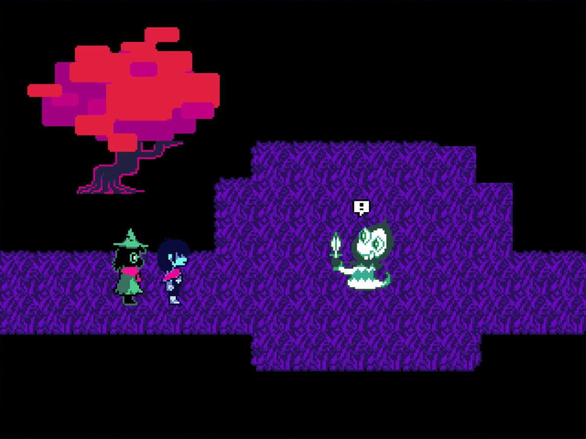The player exploring a forest in Deltarune