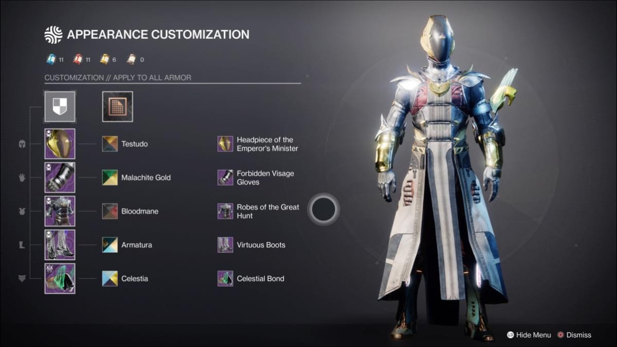 The appearance screen for the Warlock