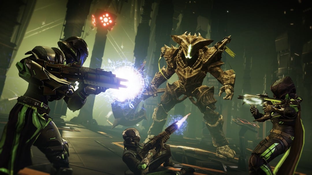 A fireteam of Guardians fighting a Hive boss in Destiny 2's Seraph Bunker