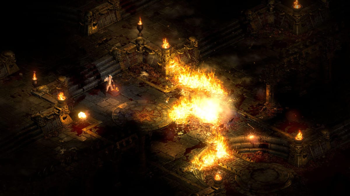 A fiery temple in Diablo 2: Resurrected
