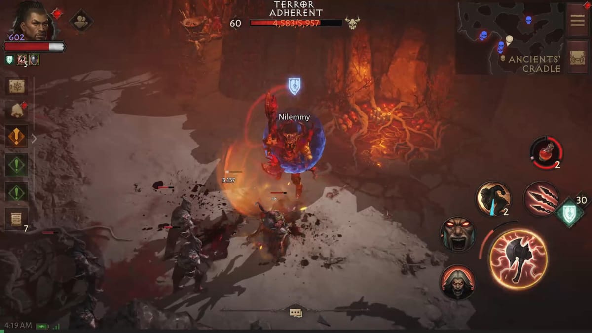 A shot demonstrating the new Stances option in combat in Diablo Immortal
