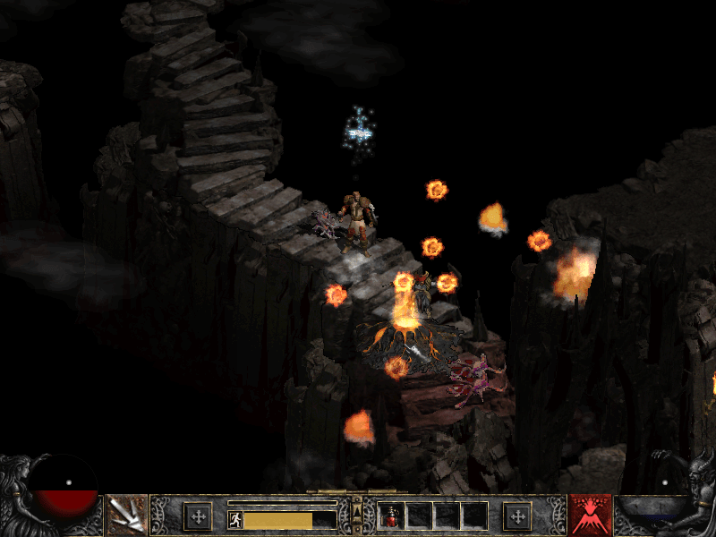 A stairway leads the player down to the fires of Hell.