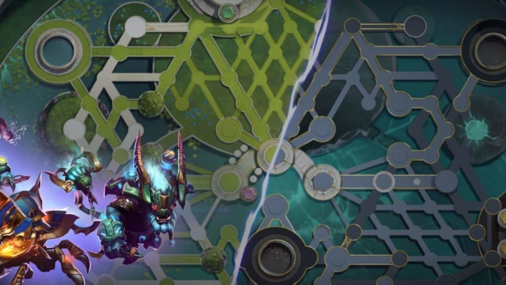 Maps of the new Cavern Crawl areas in Dota 2