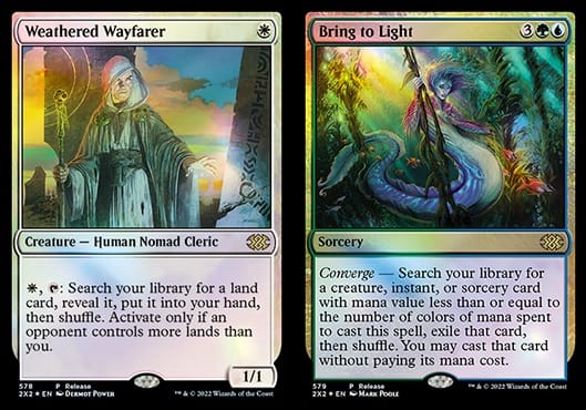 Weathered Wayfarer and Bring to Light Double Masters Release Promos