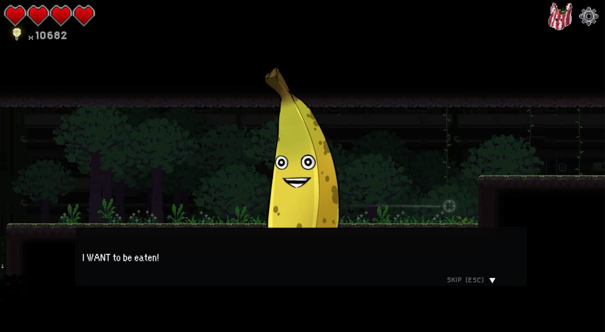 A talking banana in Dungeon Munchies
