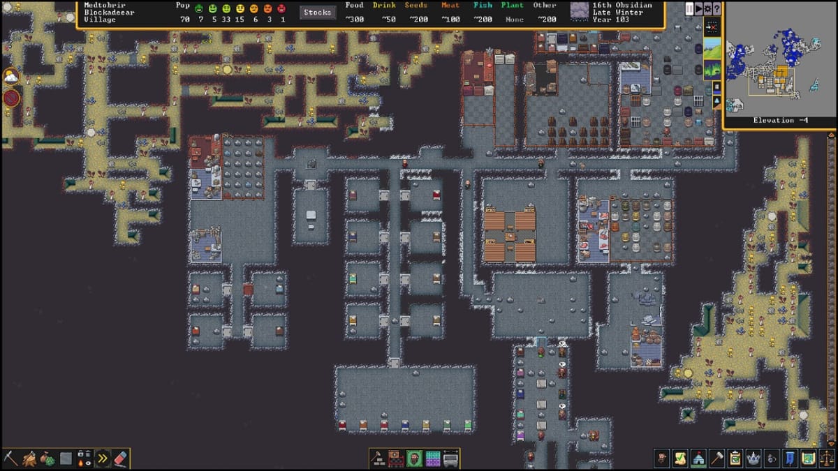 Dwarf Fortress Steam Release Date screenshot showing the game in action and how complex it is