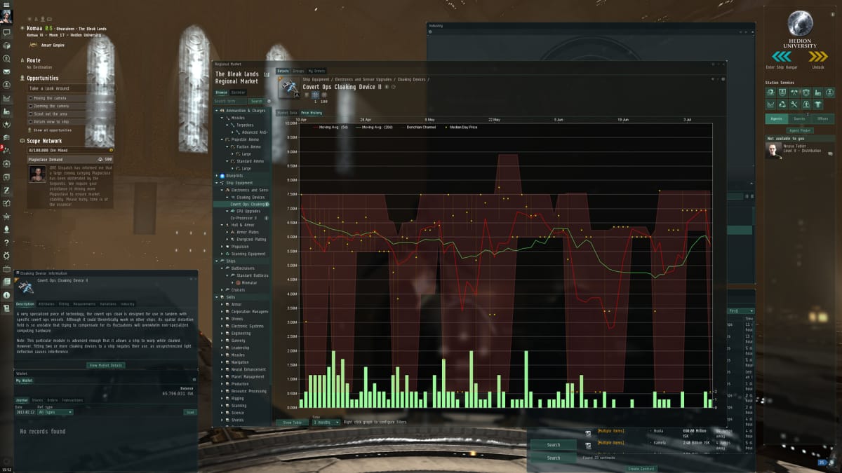 A player browsing the market in Eve Online