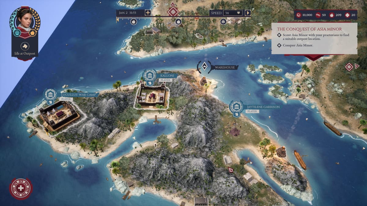 A map screen in Expeditions: Rome
